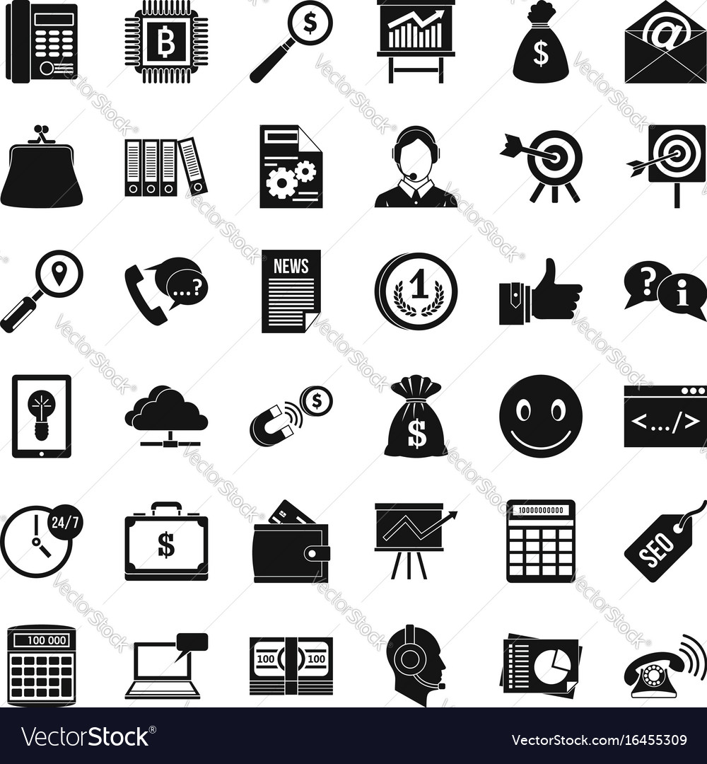 Virus marketing icons set simple style Royalty Free Vector