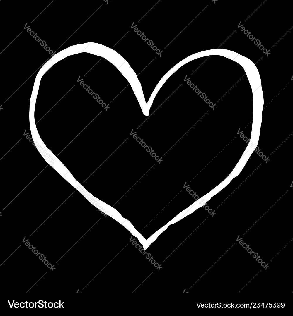 Heart sketch isolated on black background drawing Vector Image