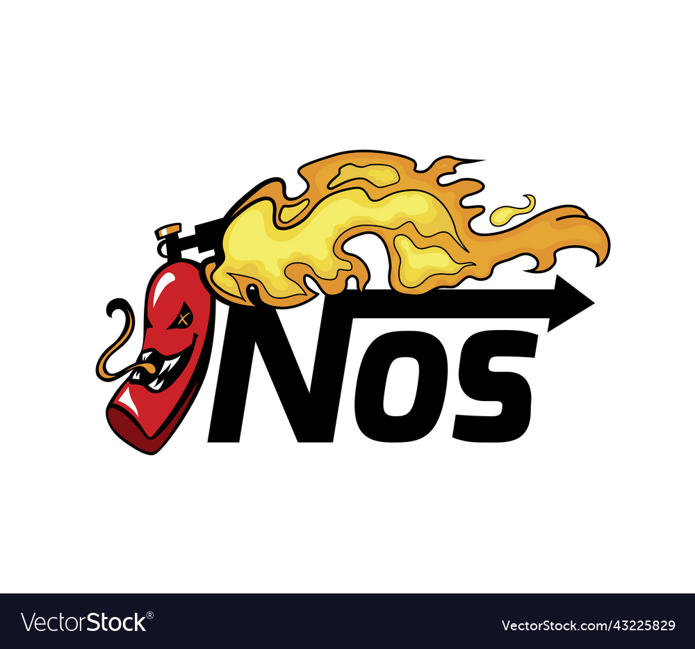 Nitrous oxide system no2 bottle cartoon Royalty Free Vector