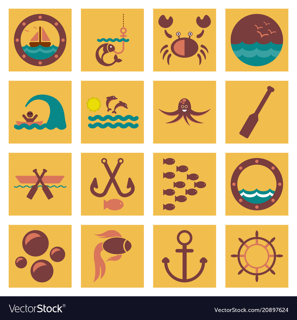 Set of icons sea Royalty Free Vector Image - VectorStock