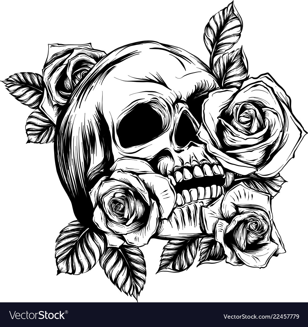 Top 91+ Pictures Skull With Flowers Black And White Full HD, 2k, 4k