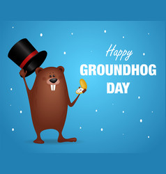 Cartoon happy groundhog Royalty Free Vector Image