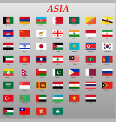 Set flags asian countries all asia flag Royalty Free Vector