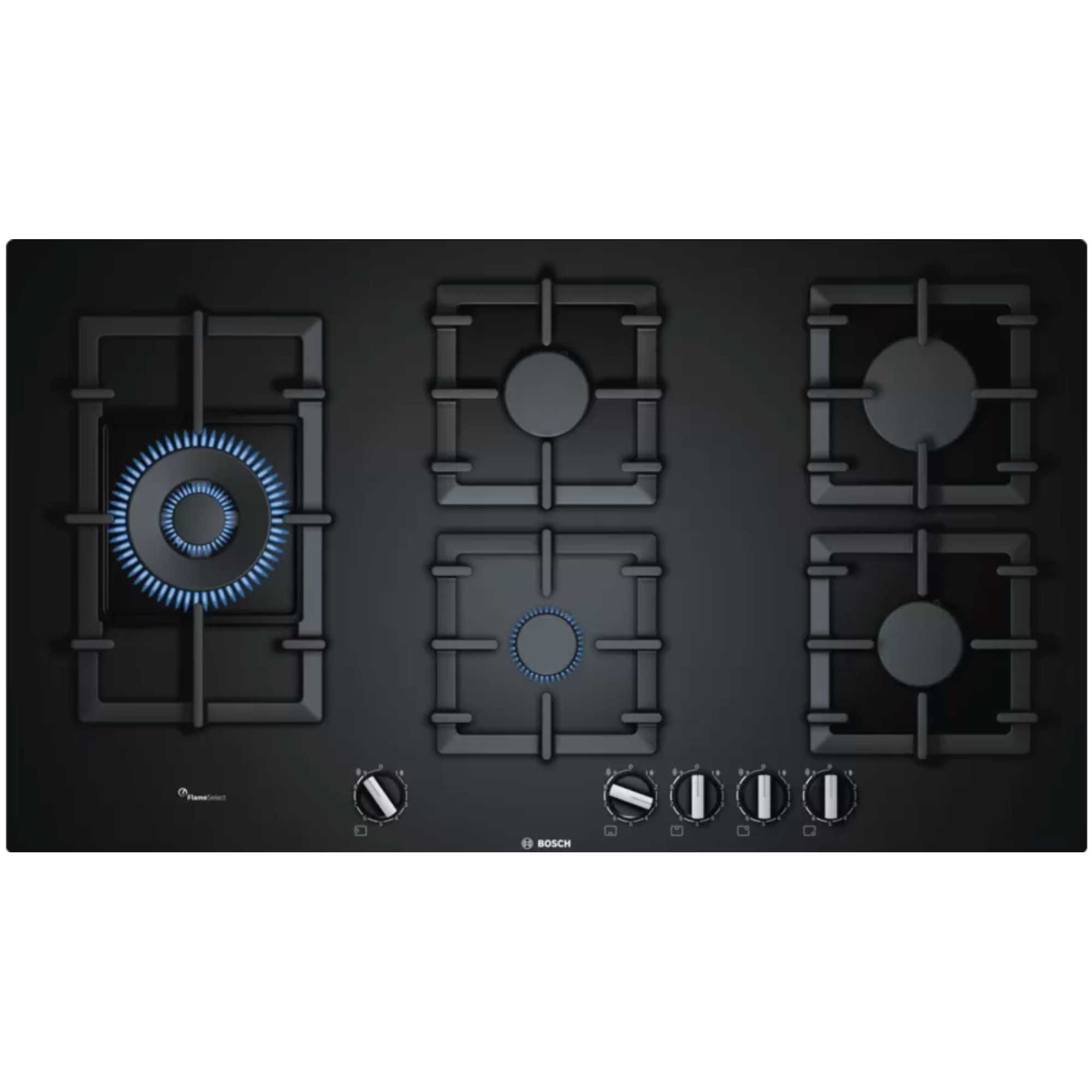 PPS9A6B90 Tempered Glass Hob 5 Burners - Black