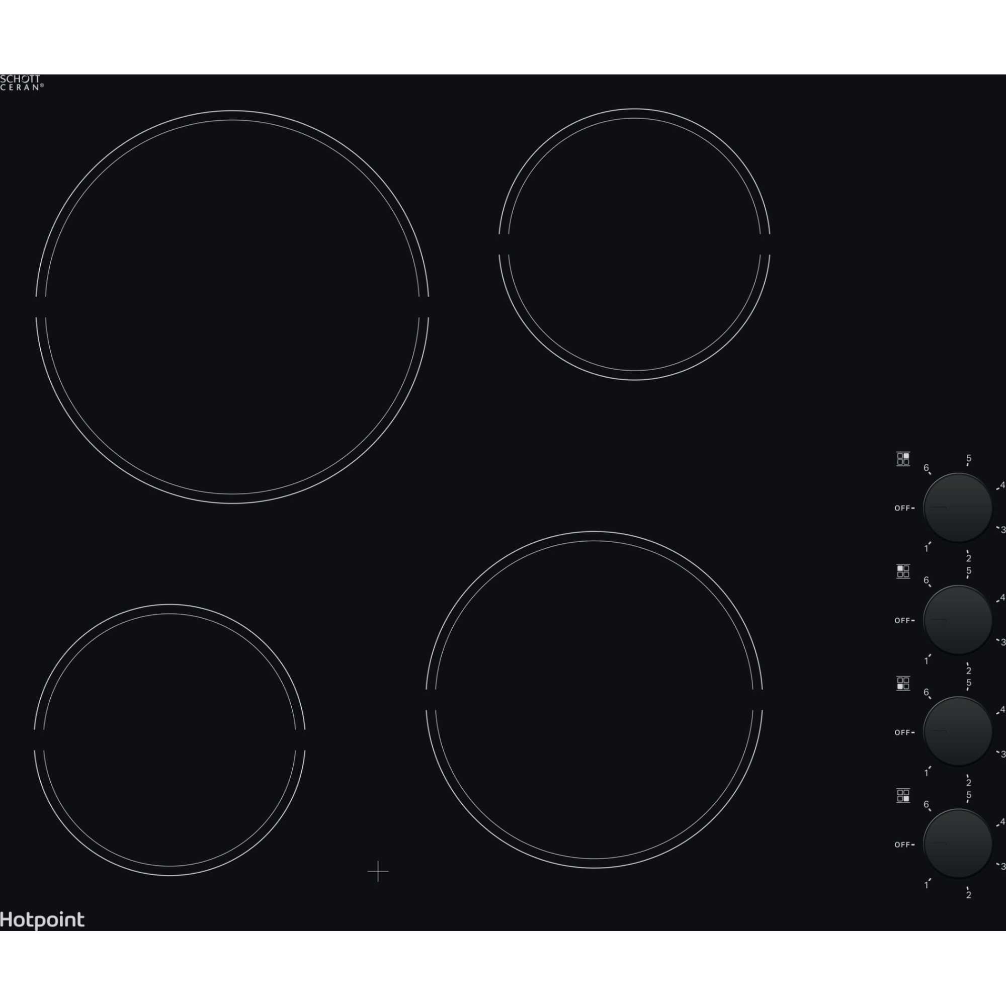 HR620RH Ceramic 4 Burner Hob - Black