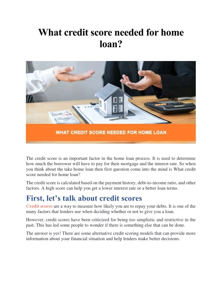 what credit score needed for home loan