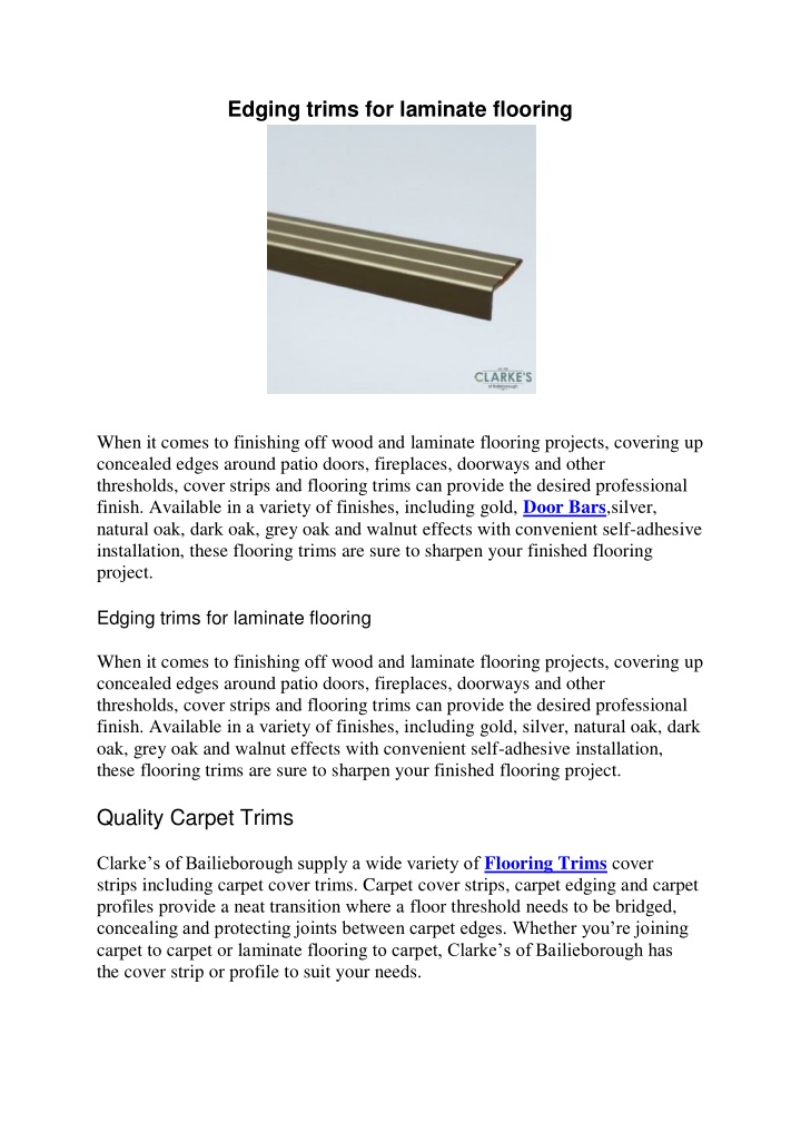 edging trims for laminate flooring