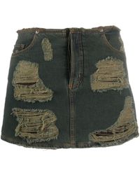 Acne Studios - Distressed-effect Denim Skirt - Lyst