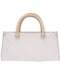 Tory Burch - T Monogram Contrast Embossed Small Rectangular Tote Bag - Lyst