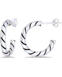 Macy's - Oxidized Twist Half Hoop Post Earrings - Lyst