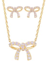 Macy's - 2-pc. Set Lab Created Pink Sapphire Bow Pendant Necklace & Matching Stud Earrings (1 Ct. T.w. - Lyst