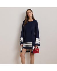 Ralph Lauren - Ralph Lauren Two-tone Cap-sleeve Shift Sweater Dress - Lyst