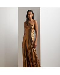 Ralph Lauren - Ralph Lauren Metallic Chiffon One-shoulder Gown - Lyst