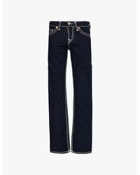 True Religion - Ricky Flap Super T Exposed-Stitching Straight-Leg Slim-Fit Stretch-Denim Jeans - Lyst