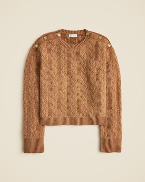 J.Crew Cable-Knit Sweater With Buttons - Brown