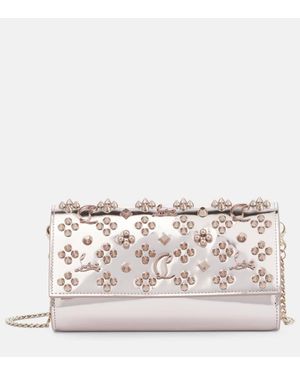 Christian Louboutin Paloma Embellished Leather Clutch - Natural