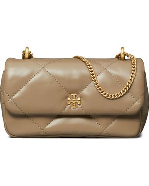 Tory Burch Kira Mini Diamond Quilted Leather Crossbody Bag - Natural