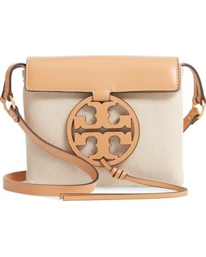 Tory Burch Miller Canvas & Leather Crossbody Bag - Natural