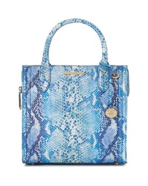 Brahmin Small Caroline Croc Embossed Leather Satchel - Blue