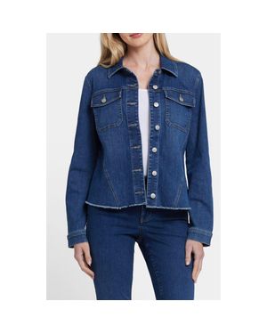 NYDJ Frayed Denim Jacket - Blue