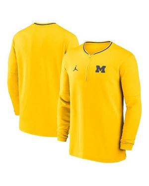 Nike Michigan Wolverines 2024 Sideline Coach Performance Half-Zip Long Sleeve Top - Yellow