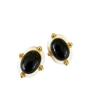 Bunny Collins Oval Style Earrings - Black