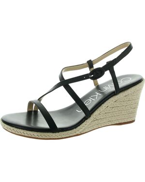 Calvin Klein Buckle Manmade Espadrille Heels - Blue