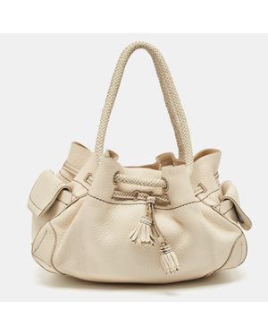 Cole Haan Off Leather Village Drawstring Shoulder Bag - Natural