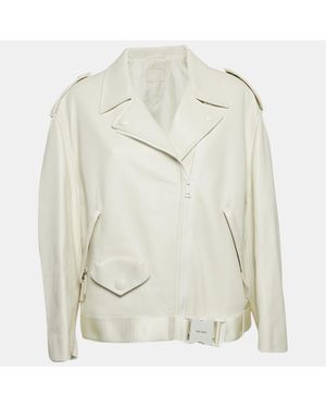 Prada Nappa Leather Biker Jacket - White