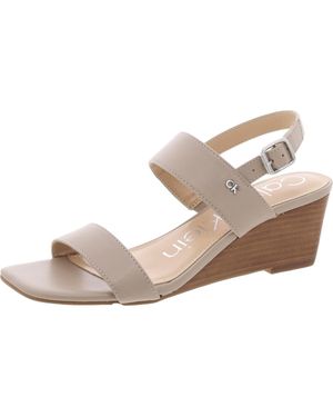 Calvin Klein Kayor Adjustable Faux Leather Wedge Sandals - Gray