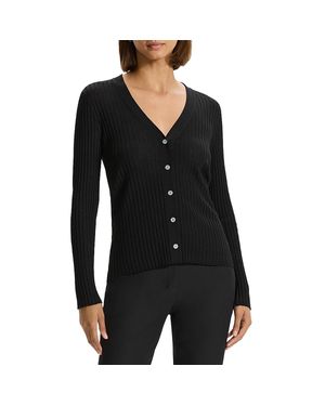 Theory Merino Wool Button Front Cardigan Sweater - Black