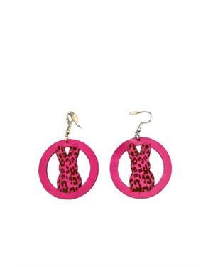 Southern Attitude Wood Earrings With Leopard Bunny - Red