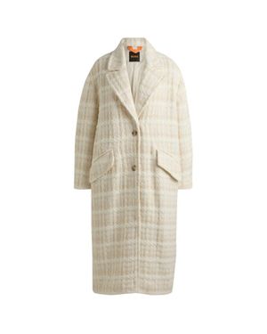 BOSS Relaxed-Fit Single-Breasted Tweed Coat - Natural