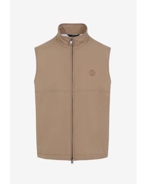 Brioni Logo Zip-Up Gilet - Natural