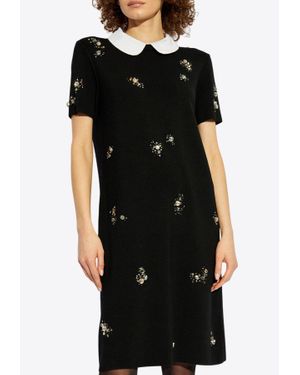 Tory Burch Stone-Embellished Mini Sweater Dress - Black