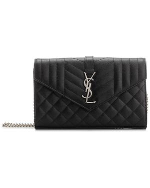 Saint Laurent "monogram" Pouch Wallet On Chain - Black