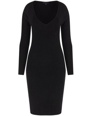 Guess Eco Long Sleeve Sasha Rib Dress - Black