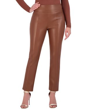 BCBGMAXAZRIA Side Zip Faux Skinny Leg Leather Pant - Brown