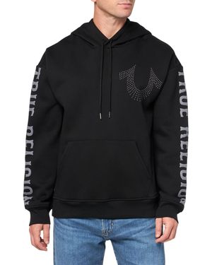 True Religion Relaxed Studded Pullover Hoodie - Black