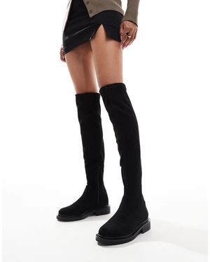 ASOS Wide Fit Kaylee Smart Flat Over The Knee Boots - Black