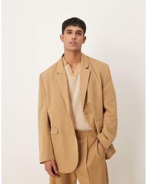 ASOS Slouchy Oversized Suit Jacket - Natural