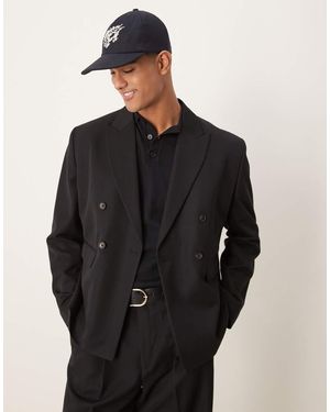 ASOS Boxy Double Breasted Suit Jacket - Black