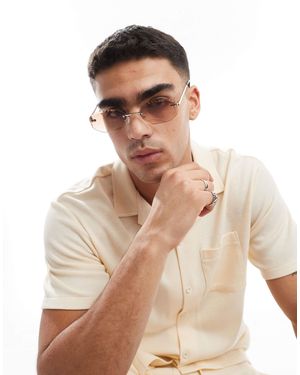 ASOS Angled Rimless 90s Sunglasses - Natural