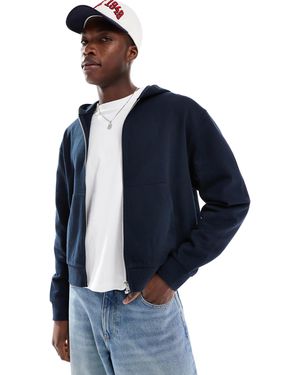 ASOS Essential Boxy Oversized Zip Through Hoodie - Blue