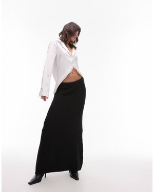 TOPSHOP Wool Blend Knitted Maxi Skirt - White