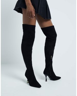 River Island Suedette Heeled Boots - Black