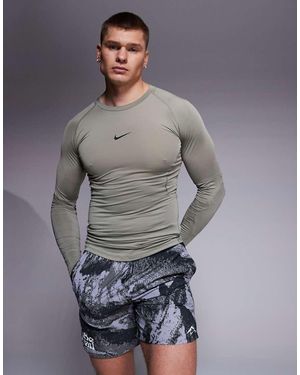 Nike Nike Pro Training Dri-fit Slim Fit Long Sleeve Top - Grey