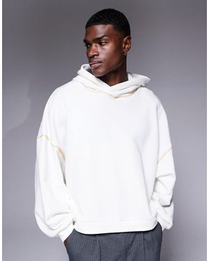 ASOS Extreme Oversize Boxy Hoodie With Wide Hood And Contrast Seems - White