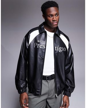 ASOS Oversized Faux Leather Motocross Jacket - Black