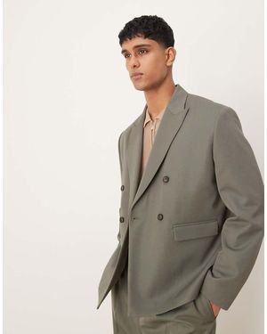 ASOS Boxy Double Breasted Suit Jacket - Grey